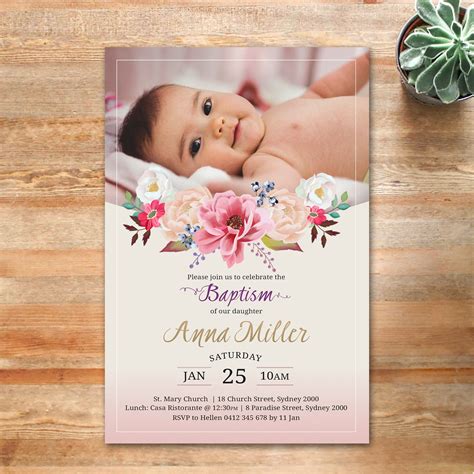 Baptism Invitation, Baptism Invite, Girls Baptism Invite, Baptism With ...