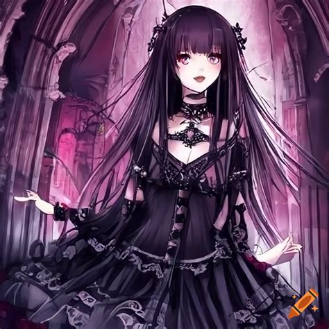 Gothic anime girl with beautiful features on Craiyon