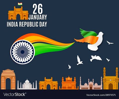 illustration of 26th January republic day of India flat design vector ...