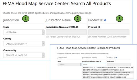 Image of the FEMA MSC site, cropped to show the three search options ...