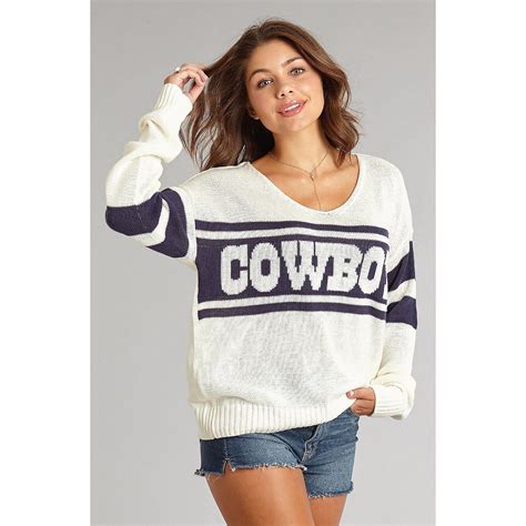 Dallas Cowboys Team LJ Womens Stripe Sweater | Dallas Cowboys Pro Shop | Varsity sweater, Womens ...