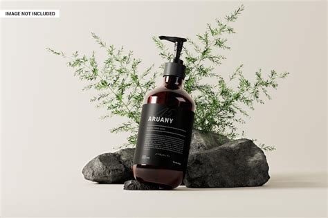 Premium PSD | Amber glass soap bottle dispenser mockup