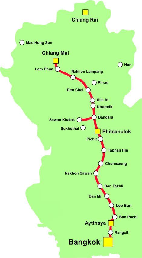 Map of Thailand’s Northern Train Line | Thailand Trains