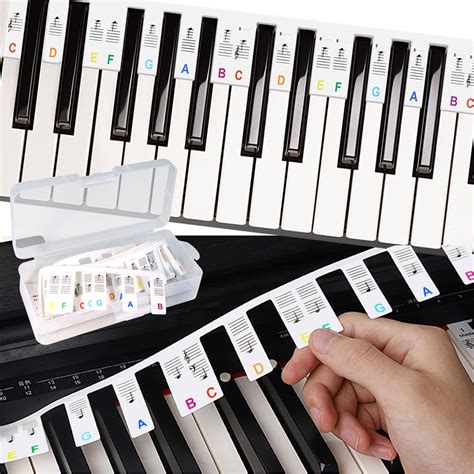 Buy Removable Piano Keyboard Note Labels, 88 Full-Size Color Piano ...