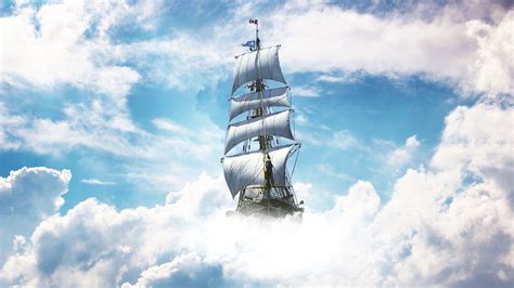 White sail boat, ship, sky, clouds, sailing ship HD wallpaper | Wallpaper Flare