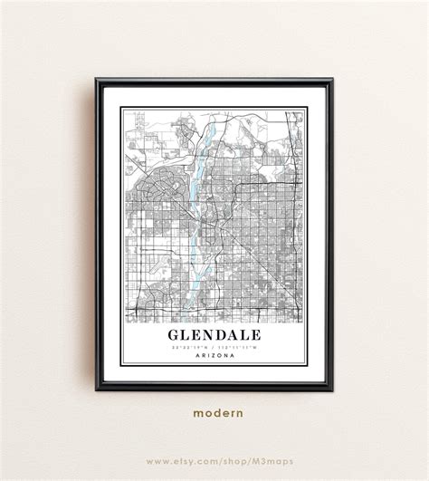 Glendale Arizona Map Glendale AZ Map Glendale City Map - Etsy