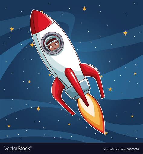 Astronaut girl on spaceship cartoon Royalty Free Vector