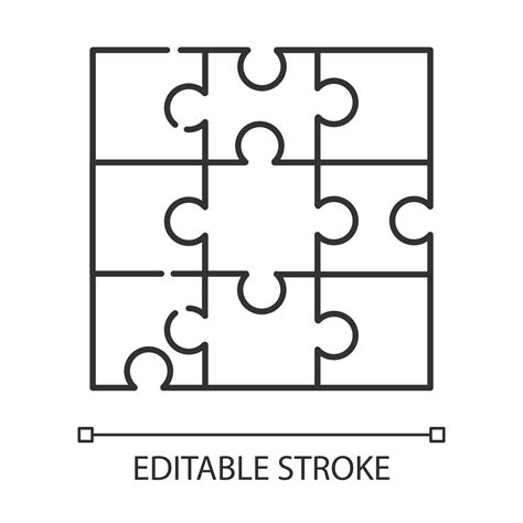 Jigsaw puzzle linear icon. Tiling, assembly game. Interlocking pieces ...