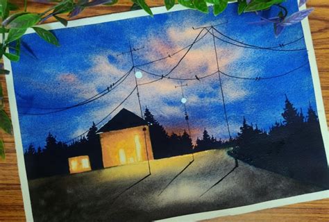 Let's Paint A Charming Night Scene With Watercolor | Sukrutha Jagirdhar ...