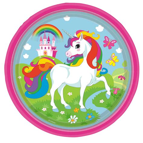 8 Rainbow Unicorn Paper Plates 23cm – Party Supplies Manchester