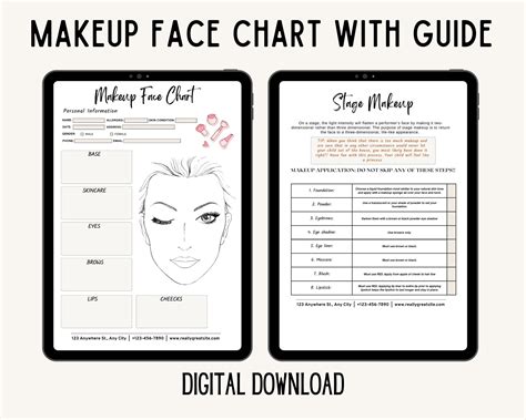 Editable Makeup Face Chart Face Makeup Chart Makeup Artist Form Makeup Face Template Freelance ...