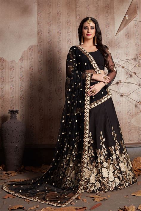 Indian Dress Black Color Bridal Lehenga 534