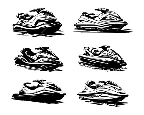 Premium Vector | A set collection of jet ski silhouette illustrations