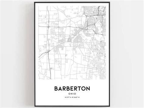 Barberton Map Print Barberton Map Poster Wall Art Oh City | Etsy