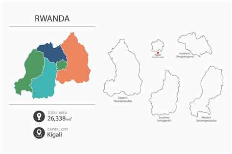 Map of Rwanda with detailed country map. Map elements of cities, total ...