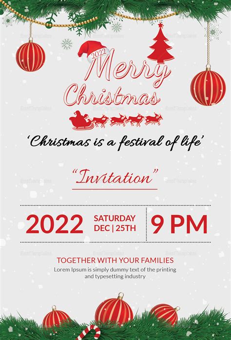 Family Christmas Party Invitation Template in Adobe Photoshop