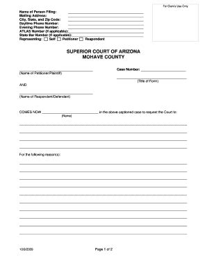 Superior Court of Arizona Mohave County Motion Form PDF | airSlate SignNow