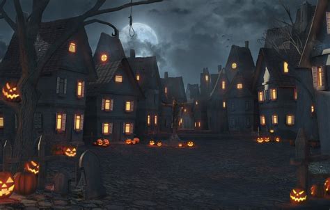 Halloween Town Background ~ Halloween Village Wallpapers | mulwalls