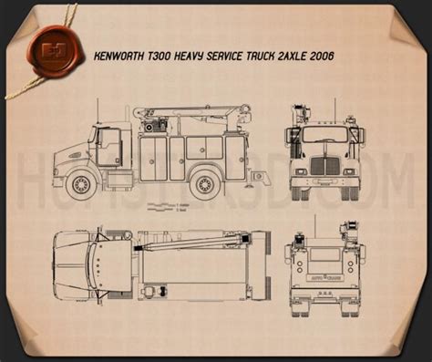 Kenworth T300 Heavy Service Truck 2006 Blueprint - Hum3D