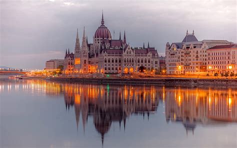 HD wallpaper: budapest, danube, hungarian parliament building, lights ...