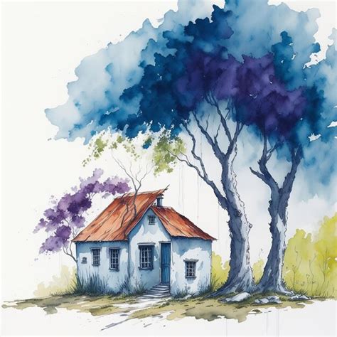 Premium AI Image | Watercolor a village House