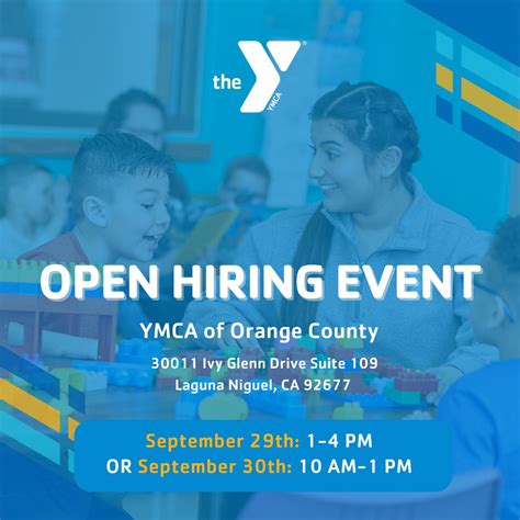Sep 29 | YMCA of Orange County Hiring Event | Laguna Niguel, CA Patch