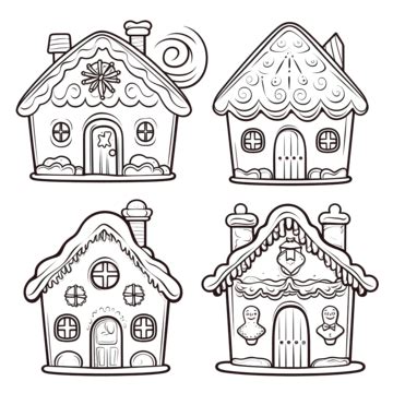 Christmas House Coloring Page New Cute Gingerbread House Coloring Page Outline Sketch Drawing ...