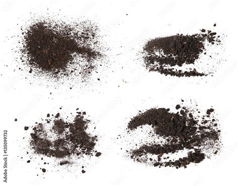 set pile dirt isolated on white background and texture, with clipping path, (high resolution ...