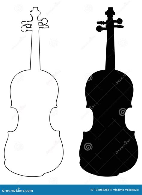 Violin Silhouette - Fiddle, Is A Wooden String Instrument In The Violin Family Cartoon Vector ...