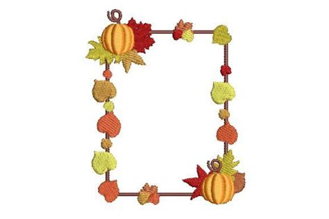 Pumpkin and Fall Leaves Border · Creative Fabrica