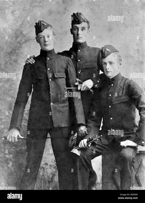 Winston Churchill aged 19 with two fellow officer-cadets at Royal ...