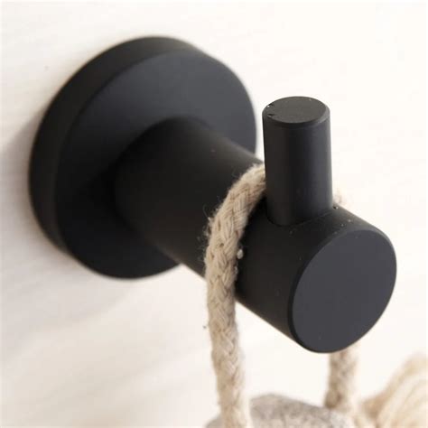 Leyden 304 Stainless Steel Blackened Finish Robe Hook Wall Hook Modern Bathroom Towel Cloth Coat ...