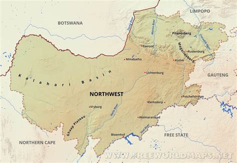 Northwest map - South Africa