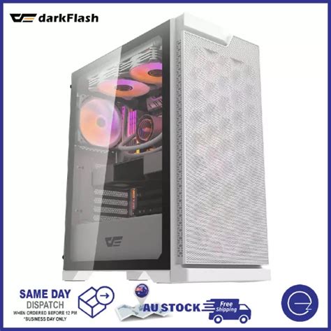 DARKFLASH GAMING PC Case Tempered Glass ATX Tower Computer Case with 4x ...