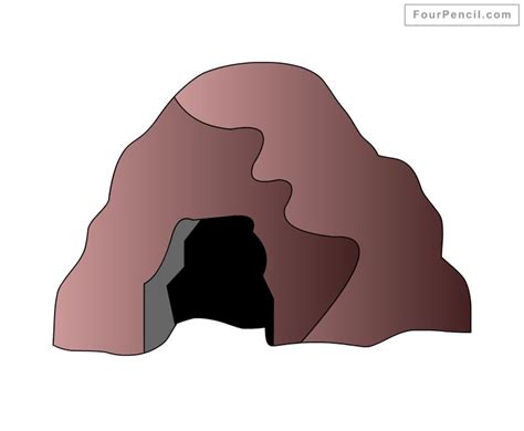 How to draw Cave for kids step by step drawing tutorial, draw Cave for ...