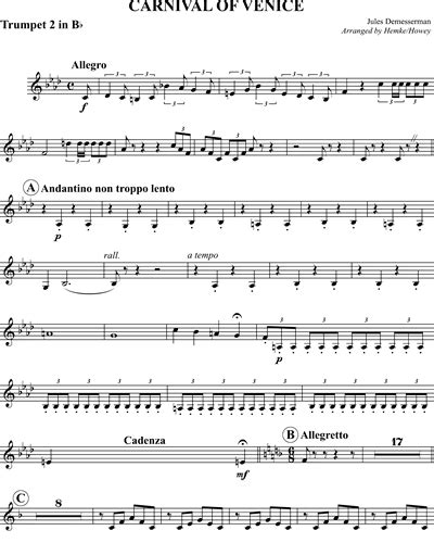 Carnival of Venice Trumpet in Bb 2 Sheet Music by Jules Demersseman | nkoda | Free 7 days trial