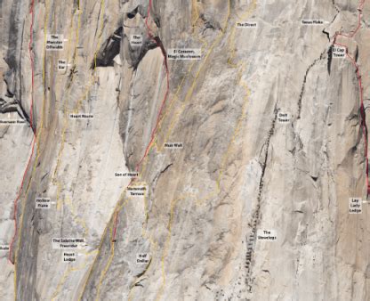 El Capitan Climbing Routes 40" x 60" Hi-Res Print Mounted (local pickup ...