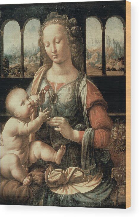 Madonna Of The Carnation By Leonardo Da Wood Print by Artist - Leonardo Da Vinci | Pixels