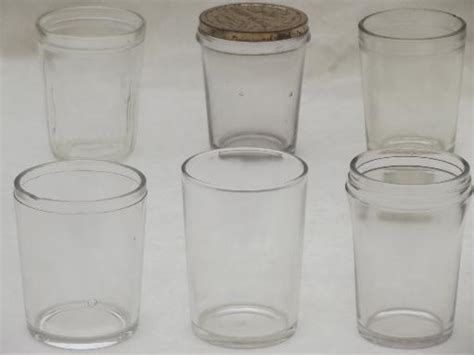 antique glass jelly jar lot, vintage 1906 tumbler jars drinking glasses