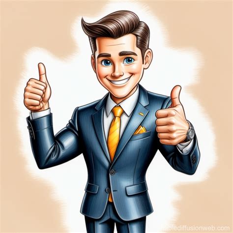 Thumb-Up Cartoon Character in Suit | Stable Diffusion Online