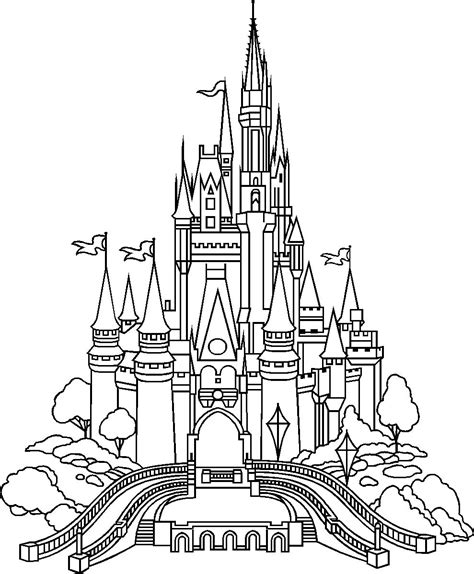 Castle of Disney World Line Drawing Cinderella Coloring Pages, Princess Coloring Pages, Disney ...