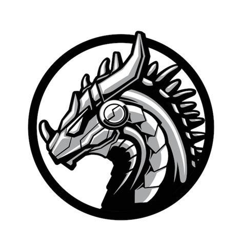 Robo dragon gaming logo design silhueta preta | Vetor Premium