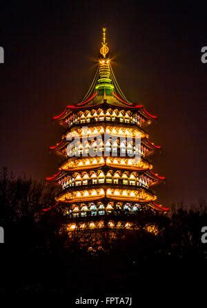 Leifeng Pagoda at night in Hangzhou Zhejiang Province Stock Photo - Alamy