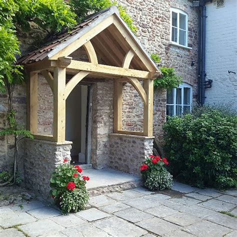 High Brick Plinth Oak Porch - Oak Framed Porch Kits | A Timeless Addition to Your Home