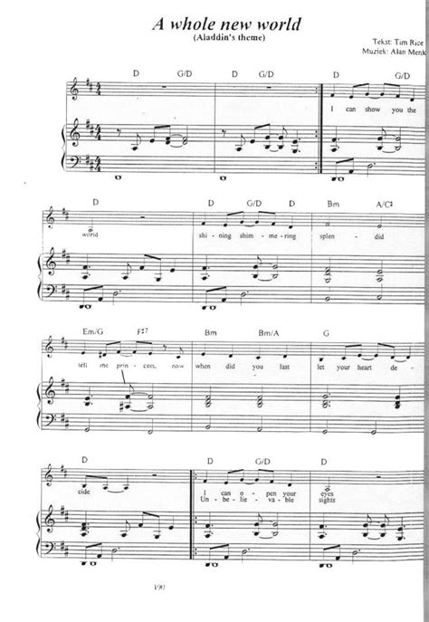 Partitura de Aladdin - Whole New World para Piano - Partituras de piano ...