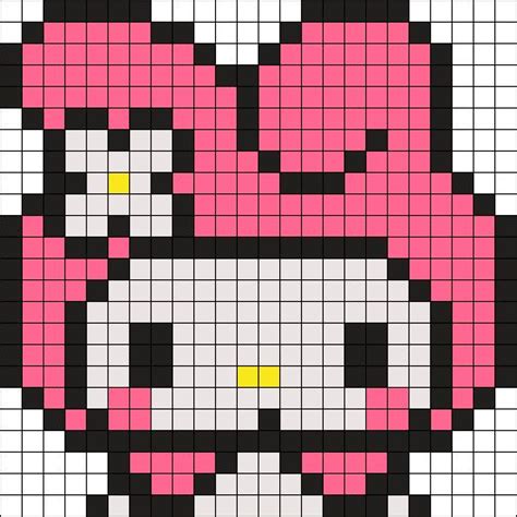 24x24 My Melody Hk Cafe Kandi Pattern | Pixel pattern, Pixel art pattern, Pixel art grid