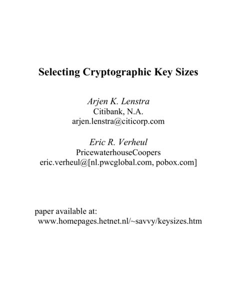 Selecting Cryptographic Key Sizes