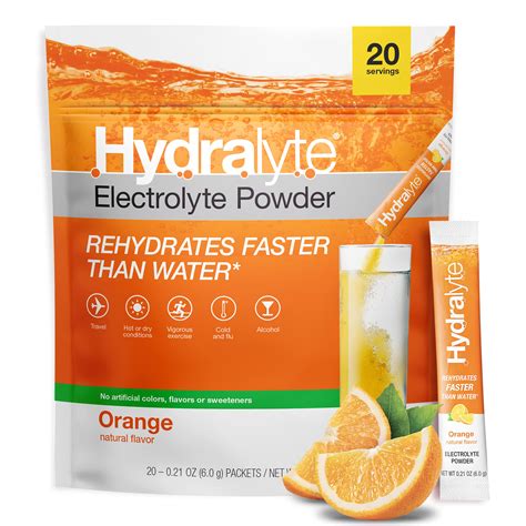 Hydralyte Electrolyte Powder Packets | Orange Hydration Packets | Easy ...