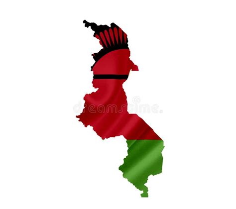 Map of Malawi with Waving Flag Isolated on White Stock Illustration ...