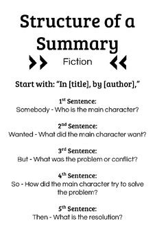 Structure of a Summary by Fabulous Fifth Grade | TPT